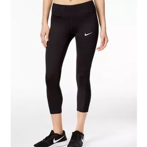 Nike dri fit power crop racer tights leggings mesh black size extra small